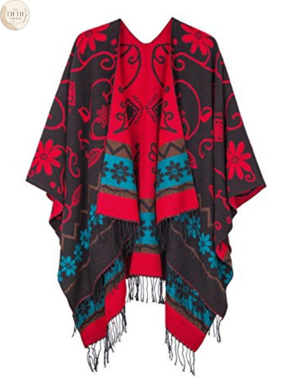 Women's Retro Vintage Plaid Poncho Shawl Cape Wrap with Tassels